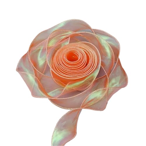 Farbband 3/5 Stück 40 mm 10 Yards Band Reflektierendes schillerndes Band mit gewelltem Rand for Geschenkverpackungen Schleife Blumenstrauß Voilebänder FüR Die Dekoration(Orange,5pcs) von QAZWZG