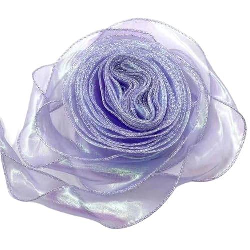 Farbband 3/5 Stück 40 mm 10 Yards Band Reflektierendes schillerndes Band mit gewelltem Rand for Geschenkverpackungen Schleife Blumenstrauß Voilebänder FüR Die Dekoration(Purple,5pcs) von QAZWZG
