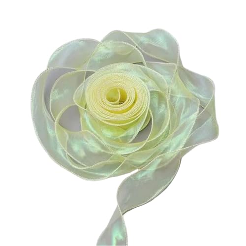Farbband 3/5 Stück 40 mm 10 Yards Band Reflektierendes schillerndes Band mit gewelltem Rand for Geschenkverpackungen Schleife Blumenstrauß Voilebänder FüR Die Dekoration(Yellow,5pcs) von QAZWZG