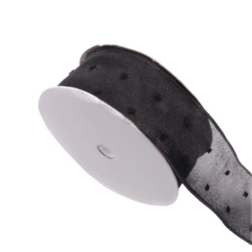 Farbband 3/5 Stück 5 Yard 40 mm Punktband handgemachte Spitze Handwerk Box Band Hochzeit Geburtstag Party DIY Dekoration Lieferungen FüR Die Dekoration(Black,5pcs) von QAZWZG