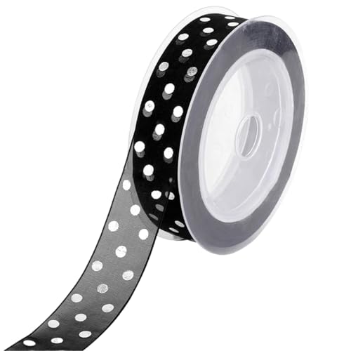 Farbband 3/5 Stück 5 m/Rolle 25 mm Punkte Bänder Hochzeit Party Weihnachtsdekoration Blumenstrauß Schleife DIY Band FüR Die Dekoration(Black,5pcs) von QAZWZG