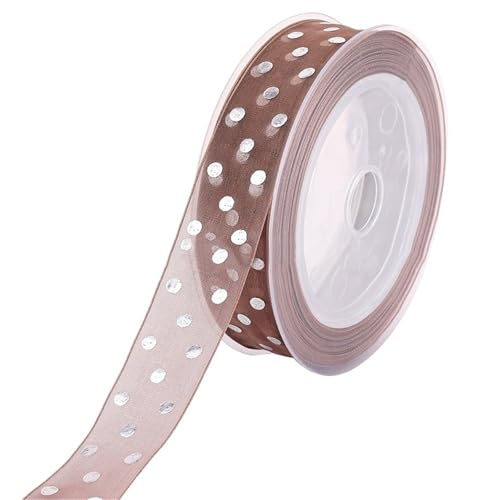 Farbband 3/5 Stück 5 m/Rolle 25 mm Punkte Bänder Hochzeit Party Weihnachtsdekoration Blumenstrauß Schleife DIY Band FüR Die Dekoration(Khaki,5pcs) von QAZWZG