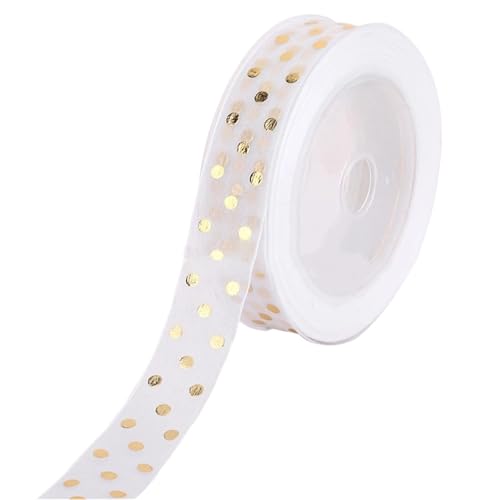 Farbband 3/5 Stück 5 m/Rolle 25 mm Punkte Bänder Hochzeit Party Weihnachtsdekoration Blumenstrauß Schleife DIY Band FüR Die Dekoration(White,5pcs) von QAZWZG