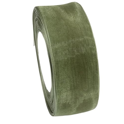 Farbband 3 Stück 50 Yards transparentes Chiffonband Spitzenstoff DIY Basteln Hochzeitsdekoration Verpackung FüR Die Dekoration(Green A,25mm) von QAZWZG