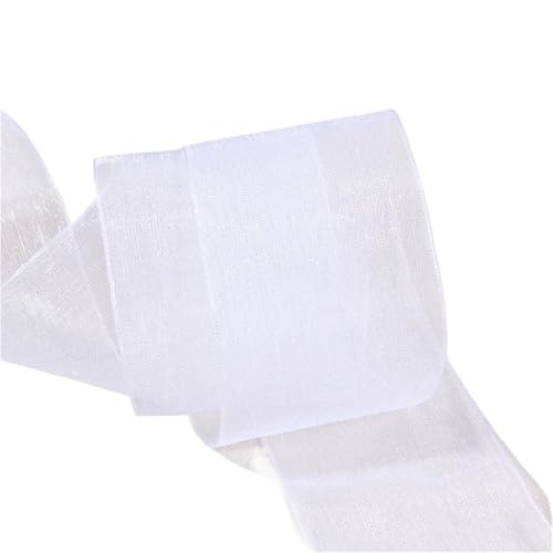 Farbband 3 Stück 50 Yards transparentes Chiffonband Spitzenstoff DIY Basteln Hochzeitsdekoration Verpackung FüR Die Dekoration(White,20mm) von QAZWZG