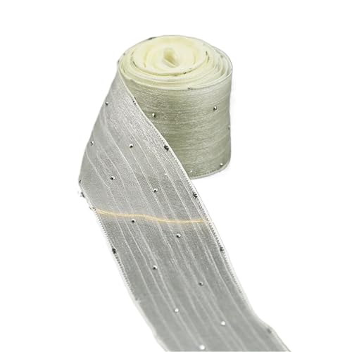 Farbband 3 Stück Bänder Plisseeband Diamantgeflecht Organzaband Haarschleife Material Verpackung Kleidung Dekoration FüR Die Dekoration(Beige) von QAZWZG