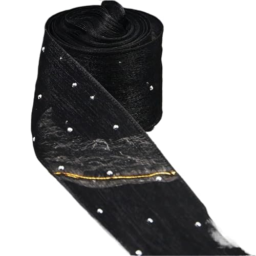 Farbband 3 Stück Bänder Plisseeband Diamantgeflecht Organzaband Haarschleife Material Verpackung Kleidung Dekoration FüR Die Dekoration(Black) von QAZWZG