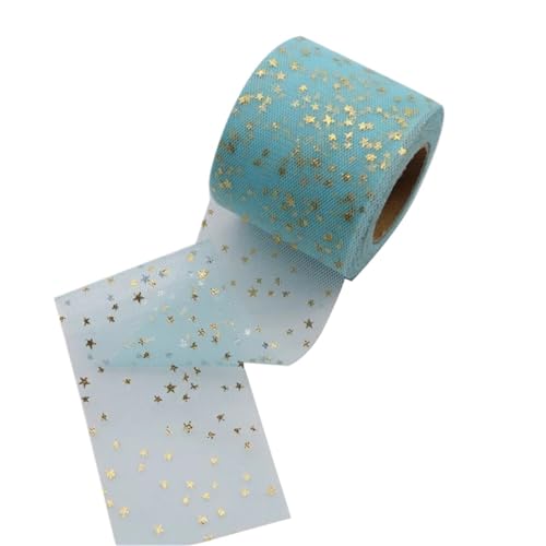 Farbband 4/6 stücke 6 cm * 22 m Bänder Kleine Stern Mesh Rolle DIY Haar Zubehör Material Band Bogen Zubehör glitter Tüll Mesh Party Liefert FüR Die Dekoration(Blue,6pcs) von QAZWZG