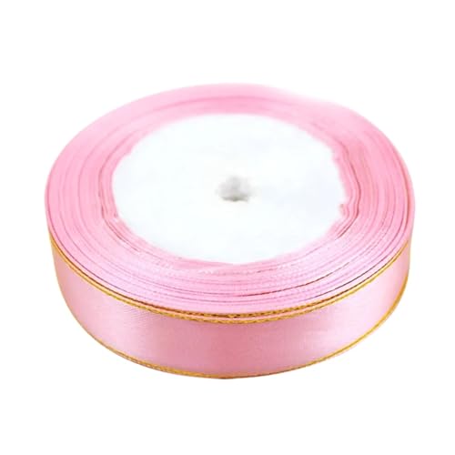 Farbband 4 Stück (25 Yards/Los) 20 mm Satinband mit Goldrand, Verpackung, Universalbänder FüR Die Dekoration(Pink,20mm) von QAZWZG