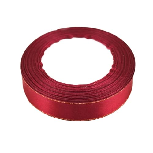Farbband 4 Stück (25 Yards/Los) 20 mm Satinband mit Goldrand, Verpackung, Universalbänder FüR Die Dekoration(Wine red,20mm) von QAZWZG