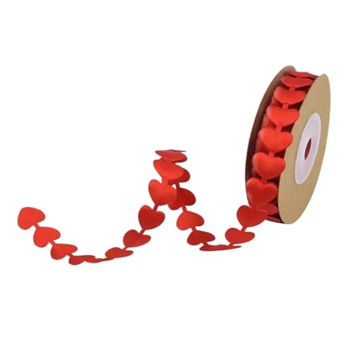 Farbband 4 Stück (5 Meter/Los) geprägtes Liebesband, Hochzeitsdekoration, Verpackung, Pfirsich-Herz-Spitze FüR Die Dekoration(Red) von QAZWZG