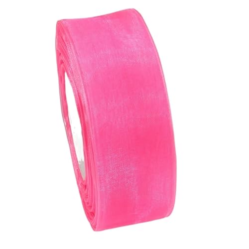 Farbband 4 Stück 50 Yards Bänder durchsichtiges Chiffonband Gurtband Basteln Hochzeitsdekoration Verpackung Schleife Stoff FüR Die Dekoration(Pink D,20mm) von QAZWZG