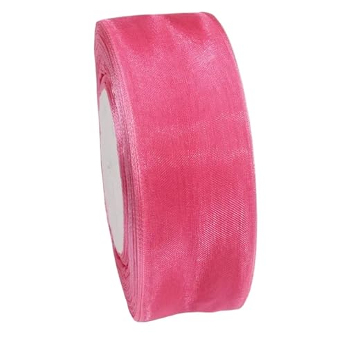 Farbband 4 Stück 50 Yards Bänder durchsichtiges Chiffonband Gurtband Basteln Hochzeitsdekoration Verpackung Schleife Stoff FüR Die Dekoration(Pink F,15mm) von QAZWZG