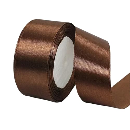 Farbband 4 Stück 6/10/15/20/25/40/50 mm 25 Yards/Rolle Satinbänder for Hochzeit, Party, Dekoration, handgefertigte Schleife, Handwerk, Kartenbänder FüR Die Dekoration(Coffee,25mm) von QAZWZG