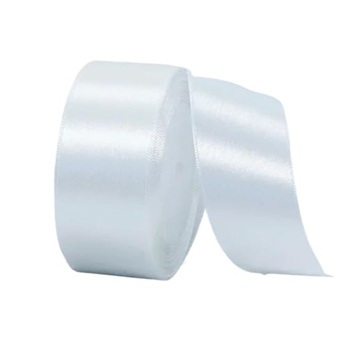Farbband 4 Stück 6/10/15/20/25/40/50 mm 25 Yards/Rolle Satinbänder for Hochzeit, Party, Dekoration, handgefertigte Schleife, Handwerk, Kartenbänder FüR Die Dekoration(White,25mm) von QAZWZG