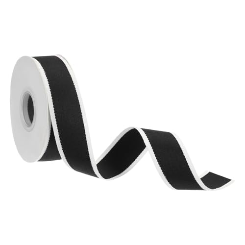 Farbband Band, 9,8 Yards x 25/38 mm, Bonbonband, Rolle, Stoff, Weihnachtsband for Verpacken, Heimdekoration, Blumendekoration FüR Die Dekoration(Black,9.8 Yards x 38mm) von QAZWZG