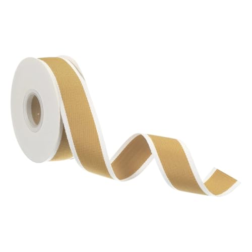 Farbband Band, 9,8 Yards x 25/38 mm, Bonbonband, Rolle, Stoff, Weihnachtsband for Verpacken, Heimdekoration, Blumendekoration FüR Die Dekoration(Yellow,9.8 Yards x 38mm) von QAZWZG