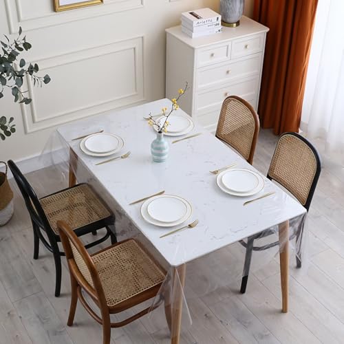 QAZXDRFG 54 x 35 Zoll durchsichtiger Tischdeckenschutz, durchsichtiger Tischschutz, rechteckige, wasserdichte Tischdecke aus Kunststoff, Kratzfest und leicht zu reinigen für das Esszimmer. QAZXDRFG 54 x 35 Zoll durchsichtiger Tischdeckenschutz, durchsichtiger Tischschutz, rechteckige, wasserdichte Tischdecke aus Kunststoff, Kratzfest und leicht zu reinigen für das Esszimmer. von QAZXDRFG