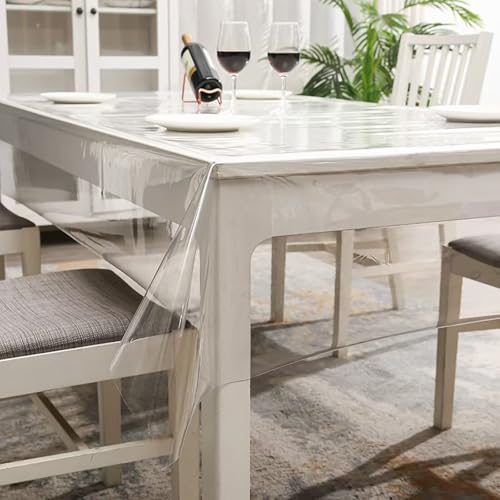 QAZXDRFG Rechteckige Tischdecke 137,2 x 218,4 cm, wasserdichter, abwischbarer Vinyl-Tischdeckenschutz, Kunststoff-Tischdecke für Esszimmer, Picknick, Camping, Outdoor, transparent QAZXDRFG Rechteckige Tischdecke 137,2 x 218,4 cm, wasserdichter, abwischbarer Vinyl-Tischdeckenschutz, Kunststoff-Tischdecke für Esszimmer, Picknick, Camping, Outdoor, transparent von QAZXDRFG