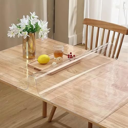 QAZXDRFG Transparenter Tischdeckenschutz, rechteckige Schreibtischunterlage aus Kunststoff, wasserdichter Vinyl-Tischplattenschutz für Schreibtisch, Esstisch (12 x 36 Zoll, 1,5 mm transparent) von QAZXDRFG