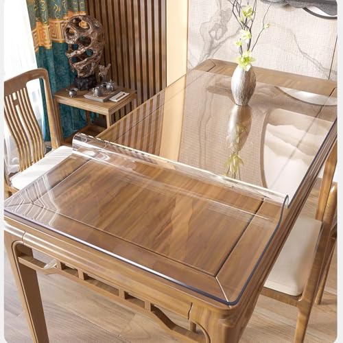 Transparente Tischdeckenabdeckung, 81,3 x 81,3 cm, 1,5 mm dicke rechteckige Kunststoff-Tischdecke, transparenter PVC-Tischschutz, Schreibtischschutzmatte für Küche, Kommode, Schreibtisch, Esszim Transparente Tischdeckenabdeckung, 81,3 x 81,3 cm, 1,5 mm dicke rechteckige Kunststoff-Tischdecke, transparenter PVC-Tischschutz, Schreibtischschutzmatte für Küche, Kommode, Schreibtisch, Esszim von QAZXDRFG