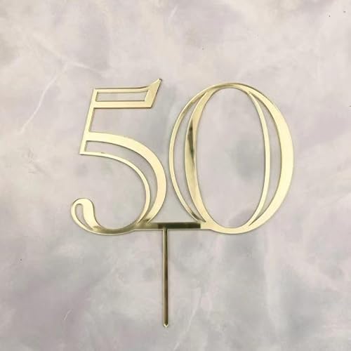 Golden 50th Anniversary Cake Topper - Acryl Deko, 50 Jubiläum/Geburtstag Cake Topper Party Dekoration, "50 Years of Love" Andenken für Hochzeit Erneuerung von QBFWETY