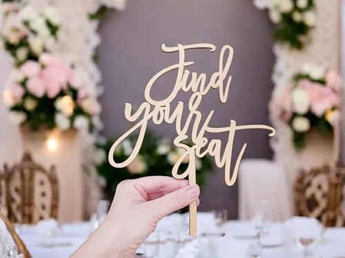 Schild "Find Your Seat", elegante Veranstaltungsdekoration für Partys und Restaurants, rustikales Hochzeitsschild für Verlobte, Brautparty, Party-Dekorationen, 19,1 x 14,9 cm Schild "Find Your Seat", elegante Veranstaltungsdekoration für Partys und Restaurants, rustikales Hochzeitsschild für Verlobte, Brautparty, Party-Dekorationen, 19,1 x 14,9 cm von QBFWETY
