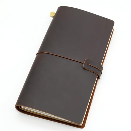 QBGJDOGE Notizbuch Echtleder Reisetagebuch Reisetagebuch Vintage Handarbeit Rindsleder Geschenk Reisender for Arbeit, Studium(Brown,A5 22x15) von QBGJDOGE