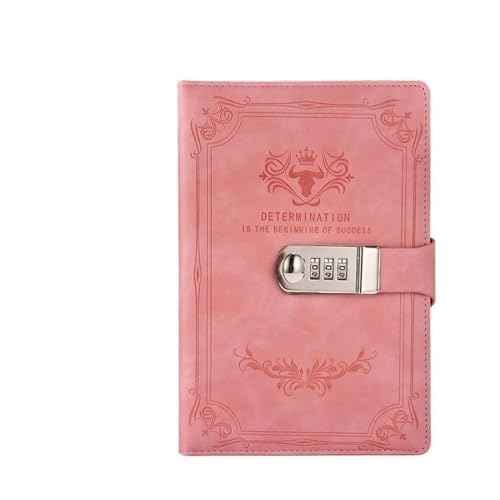 QBGJDOGE Notizbuch-Version, 200 Seiten, A5, Retro-Passwortbuch mit Schloss, Tagebuch, verdickt, kreativ, Handbuch, Studenten, Notizblock, Schreibwaren, Geschenk für Arbeit, Studium (rosa Stil) von QBGJDOGE