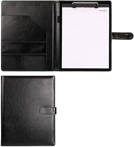 QBGJDOGE Riemen, robuste Taschen, Werkzeug, Arbeitsschürzen, Klemmbrett-Ordner mit Abdeckung for Notizblockhalter, Briefgröße A4, Schreibblock for Schule, Büro, Konferenz(Black,With notebook) von QBGJDOGE