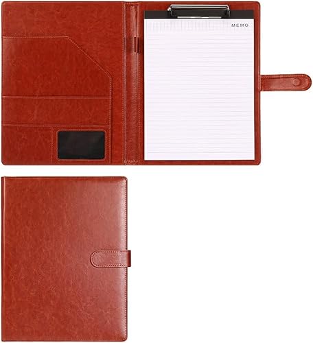 QBGJDOGE Riemen, robuste Taschen, Werkzeug, Arbeitsschürzen, Klemmbrett-Ordner mit Abdeckung for Notizblockhalter, Briefgröße A4, Schreibblock for Schule, Büro, Konferenz(Brown,With notebook) von QBGJDOGE