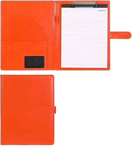 QBGJDOGE Riemen, robuste Taschen, Werkzeug, Arbeitsschürzen, Klemmbrett-Ordner mit Abdeckung for Notizblockhalter, Briefgröße A4, Schreibblock for Schule, Büro, Konferenz(Orange,With notebook) von QBGJDOGE