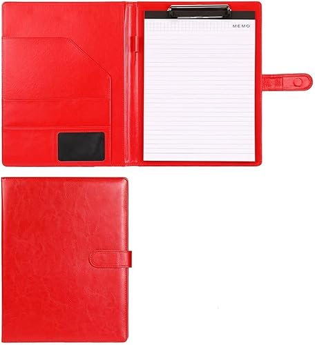 QBGJDOGE Riemen, robuste Taschen, Werkzeug, Arbeitsschürzen, Klemmbrett-Ordner mit Abdeckung for Notizblockhalter, Briefgröße A4, Schreibblock for Schule, Büro, Konferenz(Red,With notebook) von QBGJDOGE