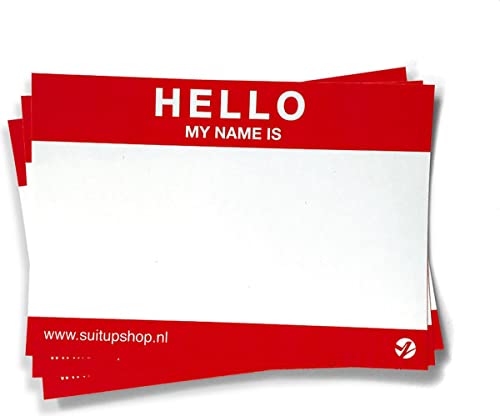 Aufkleber "Hello My Name is" – 50 Stück – Rot – wetterfester Vinyl-Aufkleber von QBIX