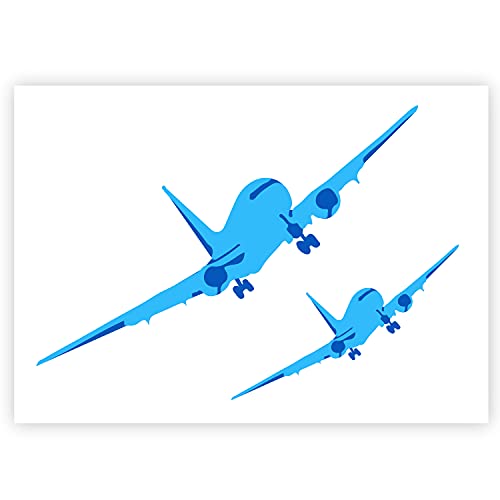 Flugzeugschablone - Plastik - 2 Schichten - A3 42 x 29,7cm - Obere Flugzeugbreite: 38 cm - wiederverwendbare kinderfreundliche Schablone für Malerei, Handwerk, Wände und Möbel von QBIX