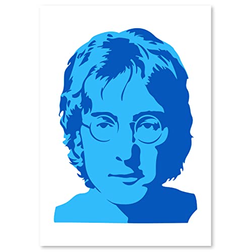 John Lennon Schablone - 2 Schichten Plastik - A3 42 x 29,7cm - Höhe John 34 cm - wiederverwendbare kinderfreundliche Schablone für Malerei, Handwerk, Wände und Möbel von QBIX