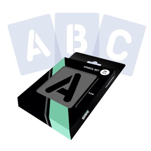 QBIX Alphabet-Schablonen-Set, wiederverwendbar, kinderfreundlich, DIY-Schablone zum Malen, Basteln, Wand, Möbel (abgerundet) von QBIX