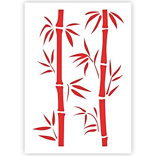 QBIX Bambus Schablone - Bambus Zweig Schablone - Bambus Blätter Schablone - A3 Größe - wiederverwendbare Kinder freundlich DIY Schablone zum Malen, Backen, Basteln, Wand, Möbel von QBIX