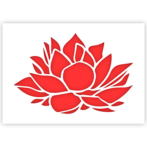 QBIX Blumen-Schablone – Lotusblume – A3 – Wiederverwendbare kinderfreundliche DIY Schablone zum Malen, Backen, Basteln, Wand, Möbel von QBIX