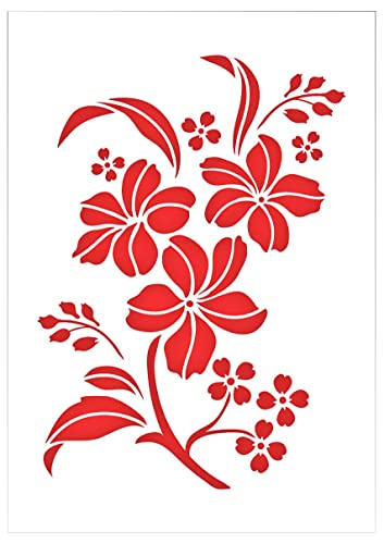QBIX Blumenschablone – Blume & Blätter – A4 – wiederverwendbare DIY-Schablone zum Malen, Backen, Basteln, Wand, Möbel von QBIX