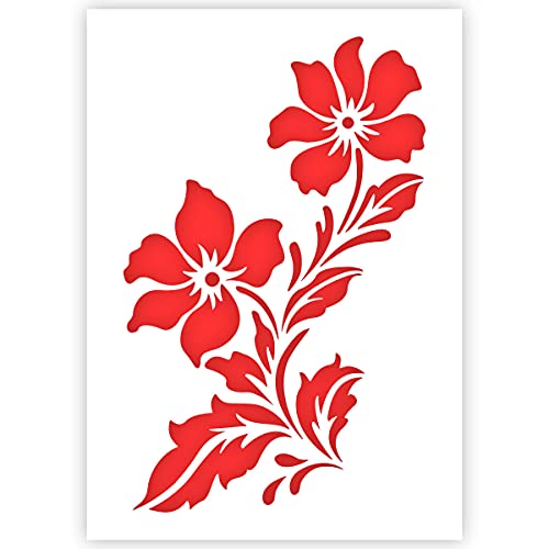 QBIX Blumenschablone Wildblumen A3 Zwei Blumen Wiederverwendbare DIY Schablone zum Malen, Backen, Basteln, Wand, Möbel von QBIX