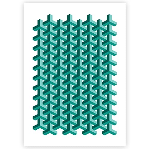 QBIX Fischnetz Schablone - Fischernetz Muster Schablone - Muster Schablone - 3 Schichten - A3 Größe - wiederverwendbare DIY Schablone zum Malen, Backen, Basteln, Wand, Möbel von QBIX