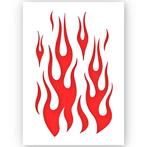 QBIX Flamme Schablone - Feuer Schablone - A5 Größe - wiederverwendbare Kinder freundlich DIY Schablone für Malerei, Backen, Handwerk, Wand, Möbel von QBIX