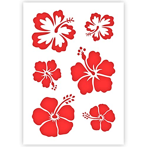 QBIX Flower Stencil - Aloha Flowers - A3 - Reusable Kids Friendly DIY Stencil for Painting, Baking, Crafts, Wall, Furniture von QBIX