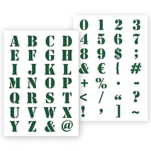QBIX Letter Schablone Industrial - Alphabet Vorlage mit Buchstaben und Zahlen - Buchstabenhöhe 3 cm von QBIX