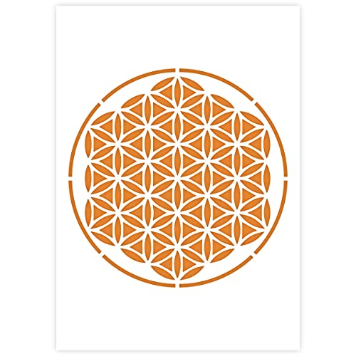 QBIX Mandala-Schablone - A5 Mandala-Schablone für Möbel, Wände, Fußböden - Mandalas für Heimwerker - Blume des lebens DIY Mandala-Schablone für Malen, Backen, Basteln, Wand, Möbel von QBIX