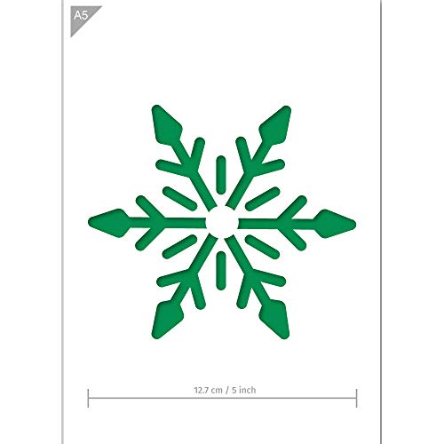 QBIX Schneeflocke Schablone - Schneekristall Winterdekoration - A4 Größe -Wiederverwendbare kinderfreundliche Schablone für Malerei, Fenster, Kunsthandwerk, Wand, Möbel von QBIX