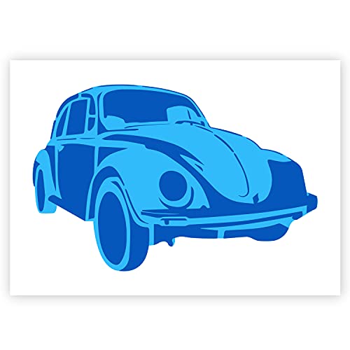 Volkswagen Käfer Schablone - Plastik - 2 Schichten - A3 42 x 29,7cm - Fahrzeugbreite 36 cm - wiederverwendbare kinderfreundliche Schablone für Malerei, Handwerk, Wände und Möbel von QBIX