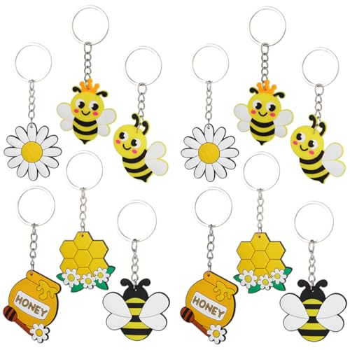 QBTZLATJ 12pcs süße Bienenschlüsselkette mit Gänseblümchenblumenanhänger für Rucksackhandtaschen und Party bevorzugt stilvolle Schlüsselringzubehör für Bienenliebhaber QBTZLATJ 12pcs süße Bienenschlüsselkette mit Gänseblümchenblumenanhänger für Rucksackhandtaschen und Party bevorzugt stilvolle Schlüsselringzubehör für Bienenliebhaber von QBTZLATJ