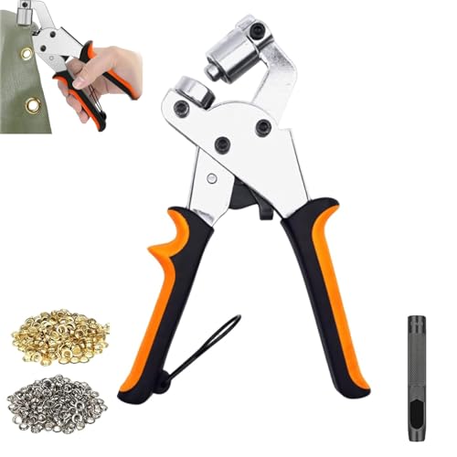 Professionelles Ösen-Set, Hand-Ösen-Sets mit Zange, tragbares Ösen-Setzwerkzeug, for Stanzen runder Löcher in Leder, Planen, Stoff(Black,300Pcs) von QCDZSW